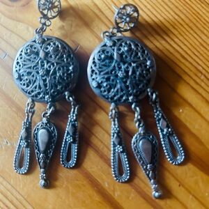 Source Unknown Silver Filigree Dangle Earrings